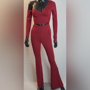 Red Long Sleeve Jumpsuit